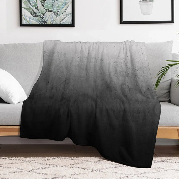 Black Ombre on Concrete Texture Throw Blanket
