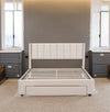 Queen Size Storage Bed Velvet Upholstered Platform Bed with a Big Drawer - Beige