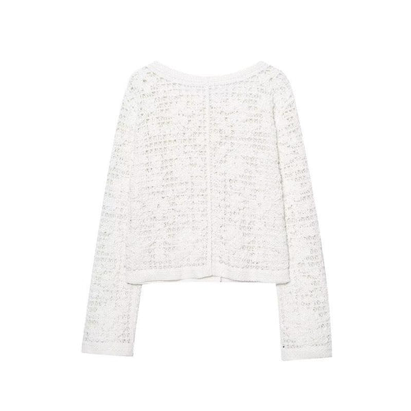 Style Women's Fashion Casual Long Sleeve Single Breasted Crochet Jacket