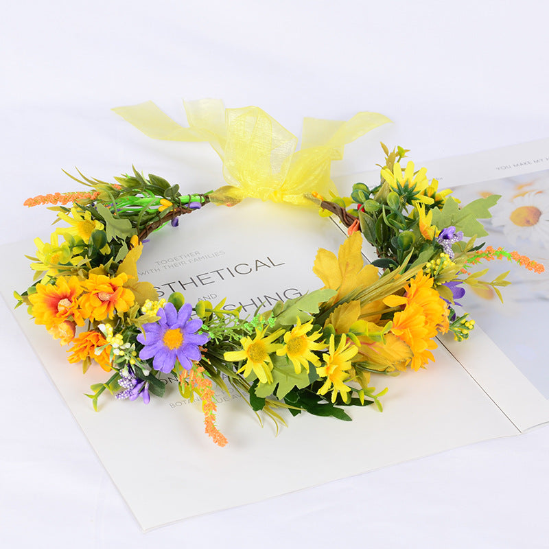 Flower garland scenic spot birthday wedding best friend bridesmaid headband small chrysanthemum flower wreath headwear