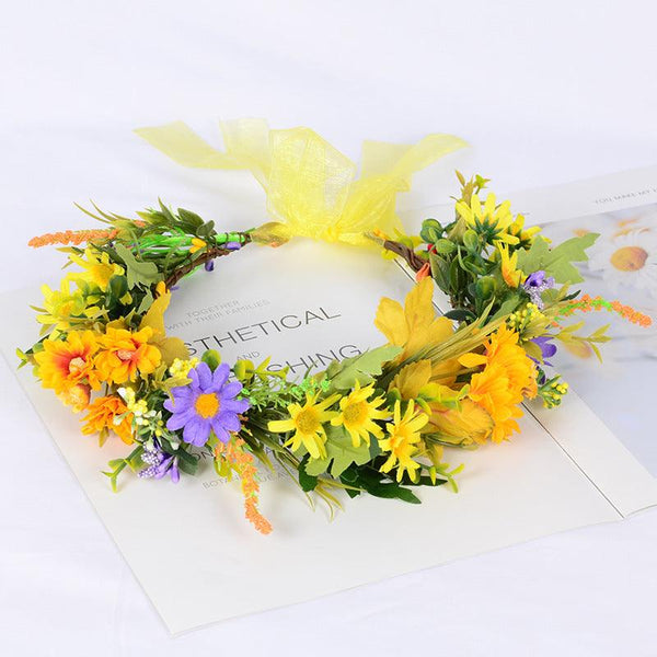 Flower garland scenic spot birthday wedding best friend bridesmaid headband small chrysanthemum flower wreath headwear