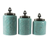 Blue Antique Stoneware Canister Set, 3 Pieces