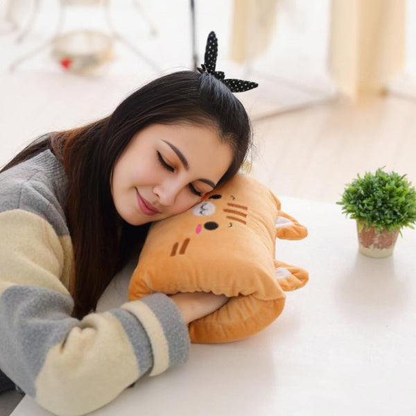 Animated nap pillow, warm hand cover, cylindrical cushion, creative hand warmer, girls' plush toy