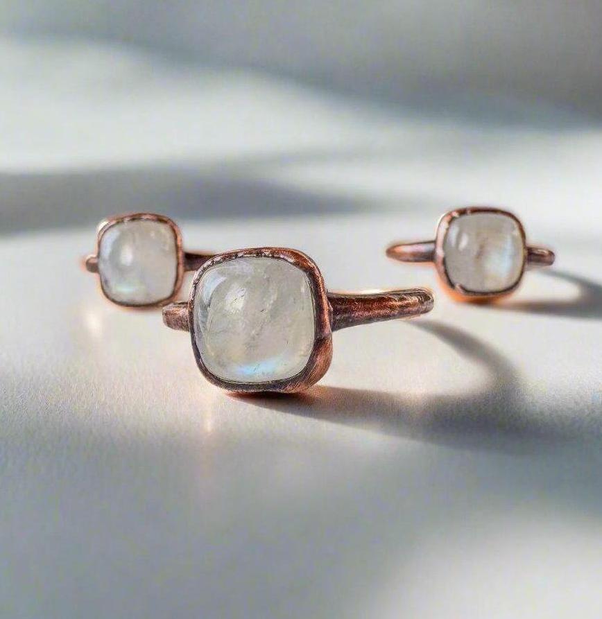 Copper Moonstone Ring - A Gentle Embrace Of Intuition | By Blackbird & Sage