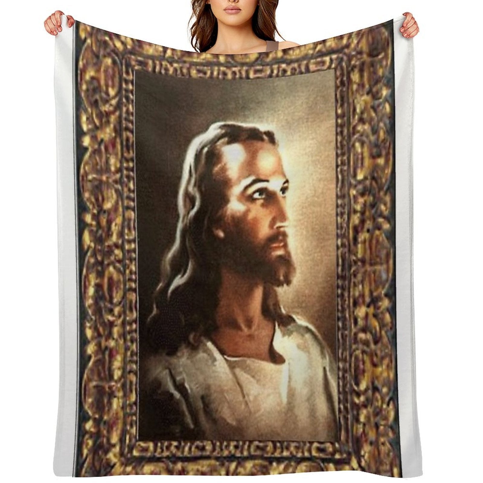 WARNER SALLMAN'S JESUS FRAMED Sustainable Throw Blanket
