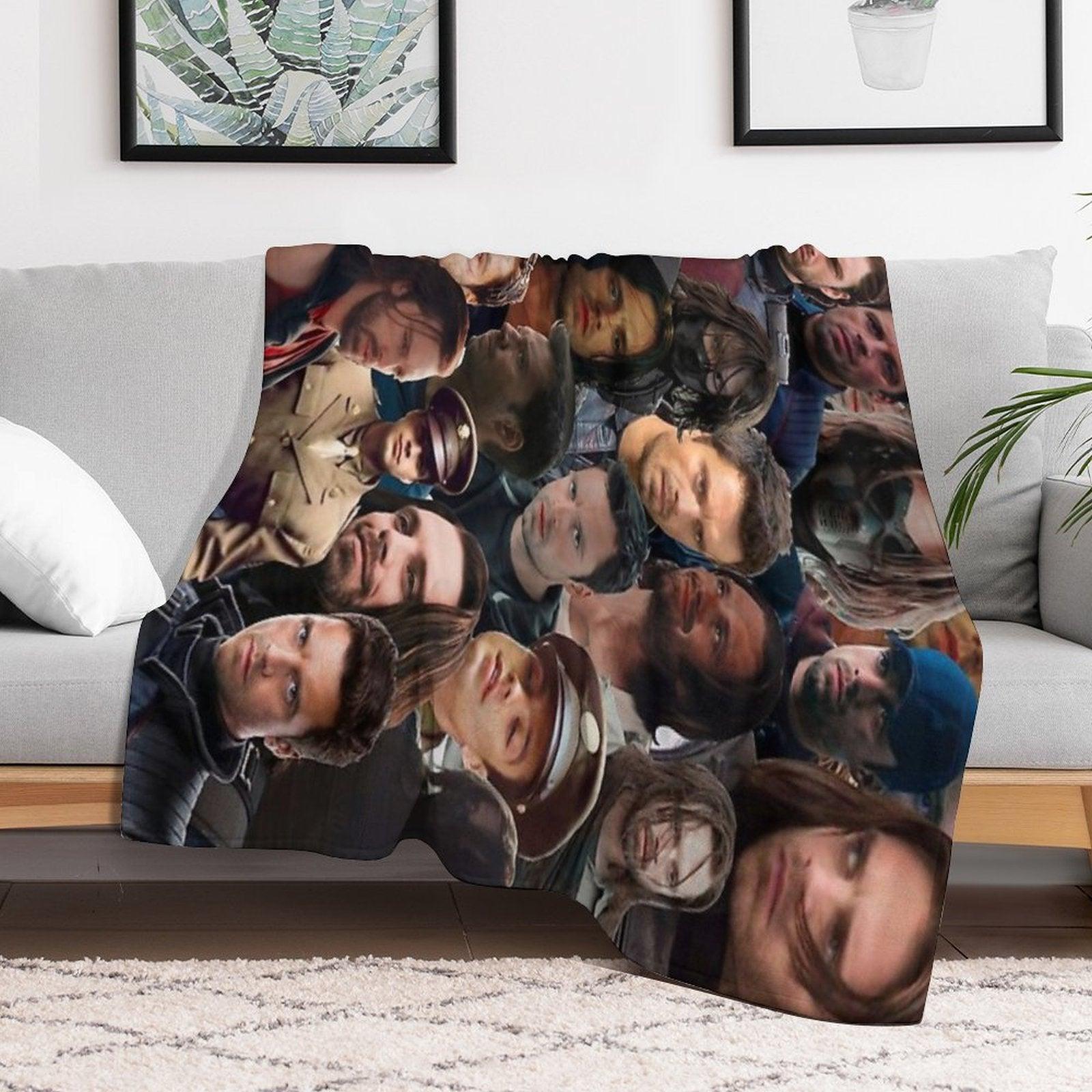 Winter Soldier Photo Collage Throw Blanket