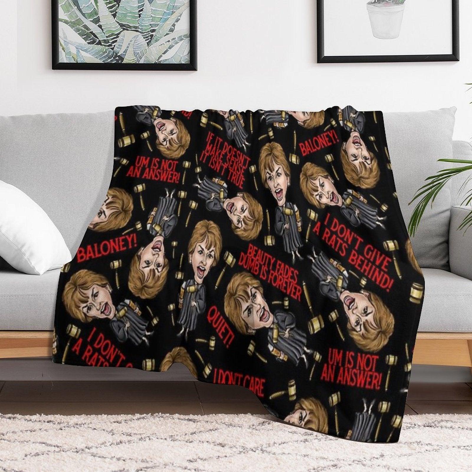 Black  Judge Judy Print Throw Blanket