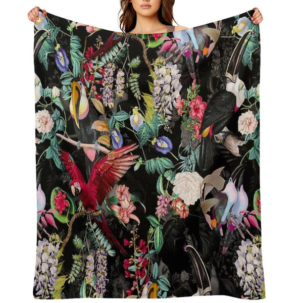 Floral And Birds IX Throw Blanket