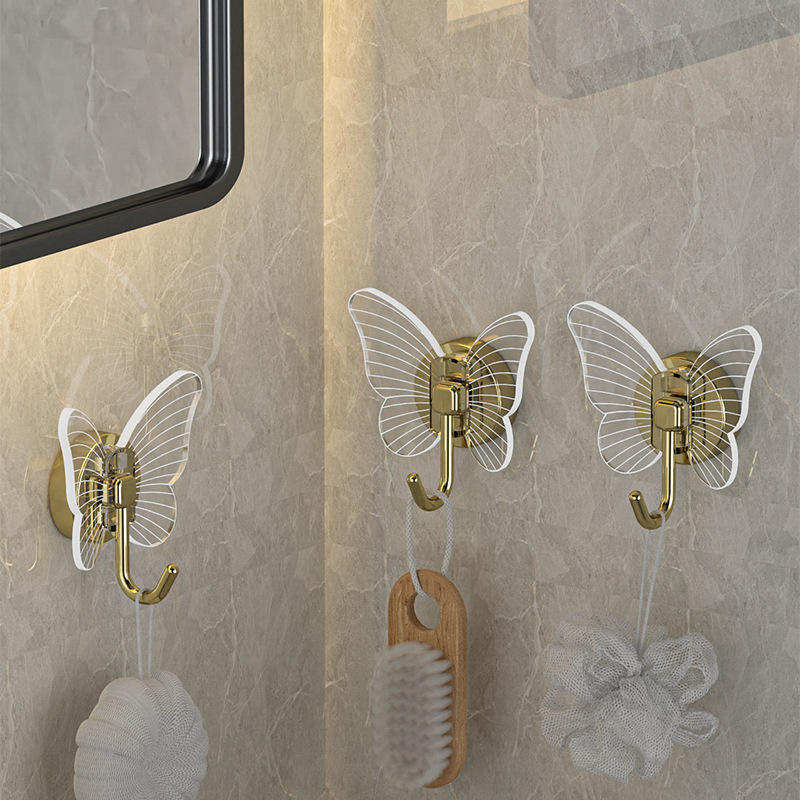 Non perforated butterfly hook three-dimensional foyer clothes hook keychain