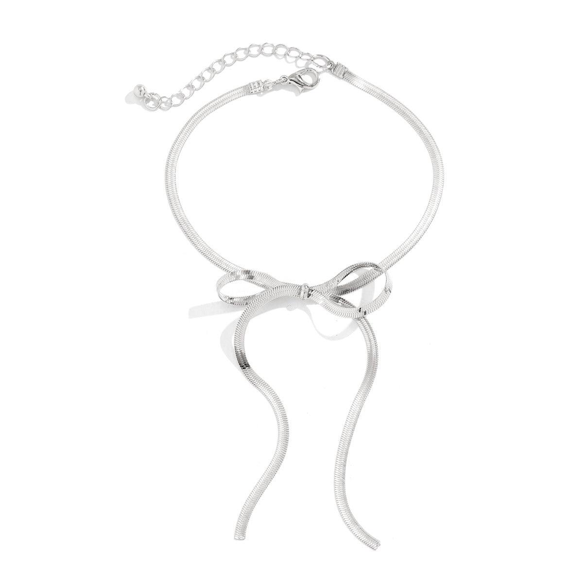 Simple and cool butterfly bow long ankle chain Anklet fashion versatile chain