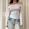 Slim Fit Spicy Girl One-Shoulder Top for Women - Light Gray / XS