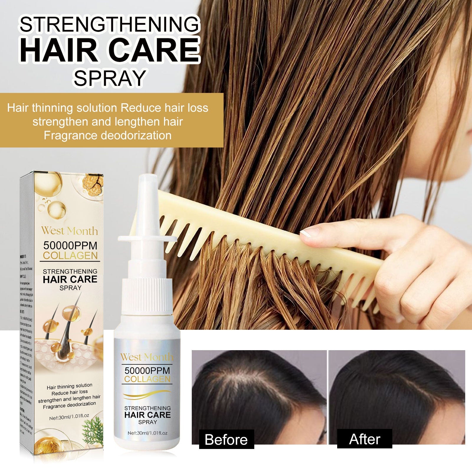 Hair Smoothing Essence Spray, Moisturize Hair Roots, Strengthen Scalp, Prevent Hair Loss, Repair And Smooth