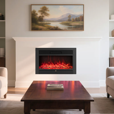 33/36-Inch Electric Fireplace Insert 750W/1500W Recessed Fireplace Heater-750W