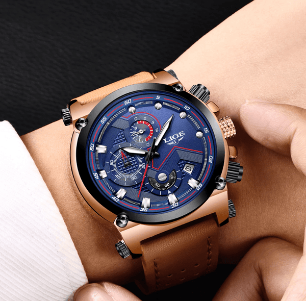 Men's Waterproof Modern Watch With Leather Belts, Stainless Steel Case Excellent Look Perfect Gift