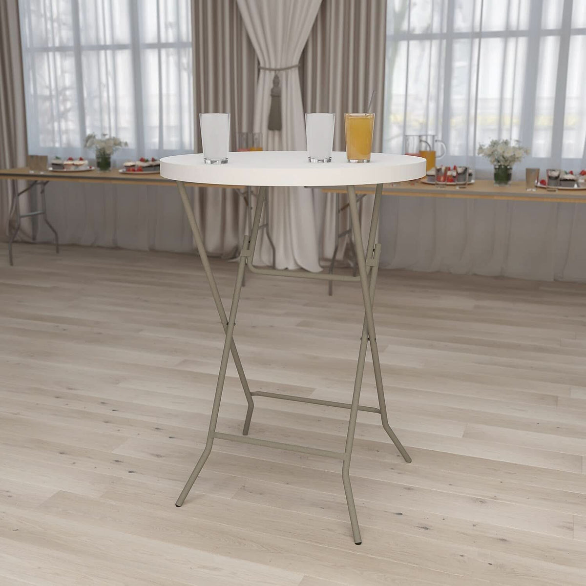 Round Folding Bar Table White 43 Inch Height Plastic