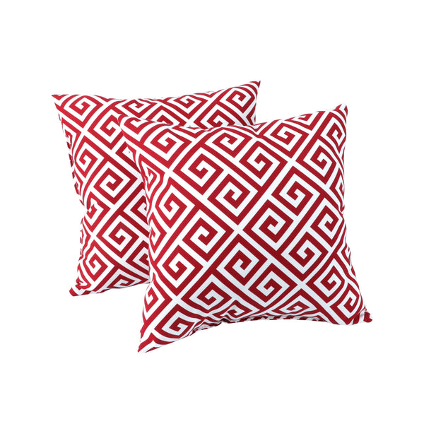 Red Greek Key Outdoor Pillow Covers (Set of 2)