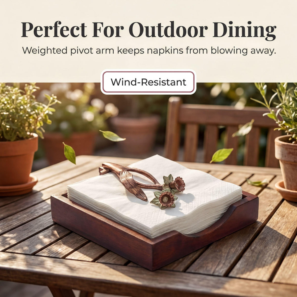 Wooden Napkin Holder – Rose Gold Finish