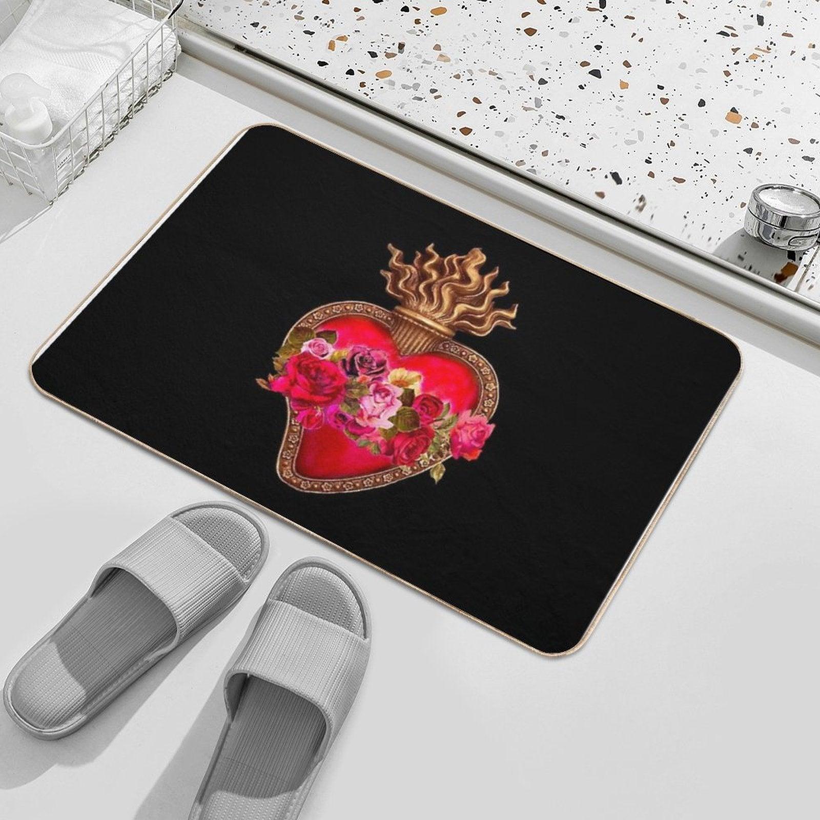 Red Immaculate Heart - Sacred Heart Bath Mat