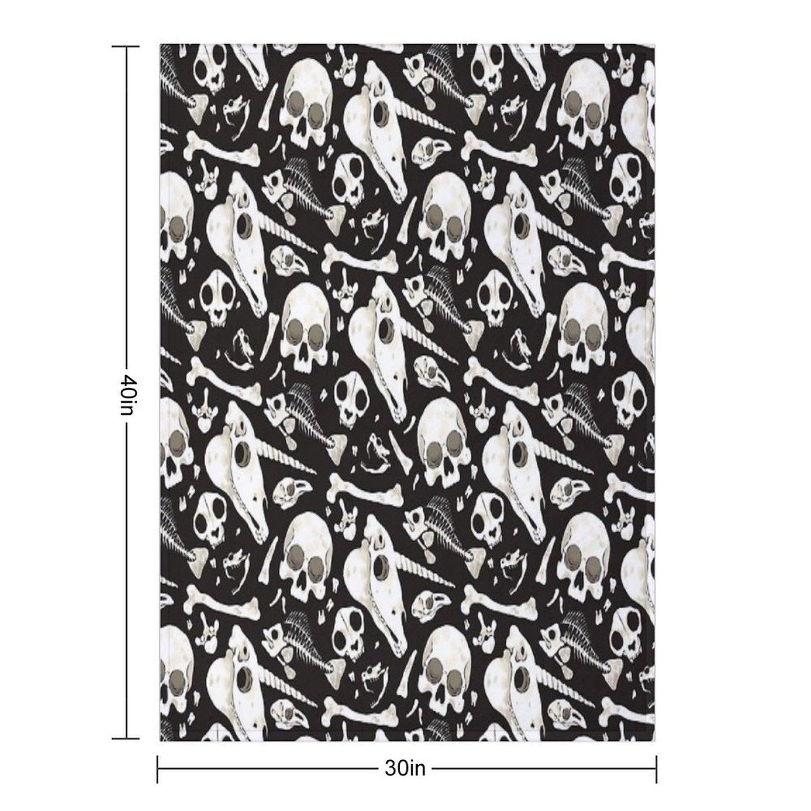 Black Skulls And Bones - Wunderkammer Throw Blanket