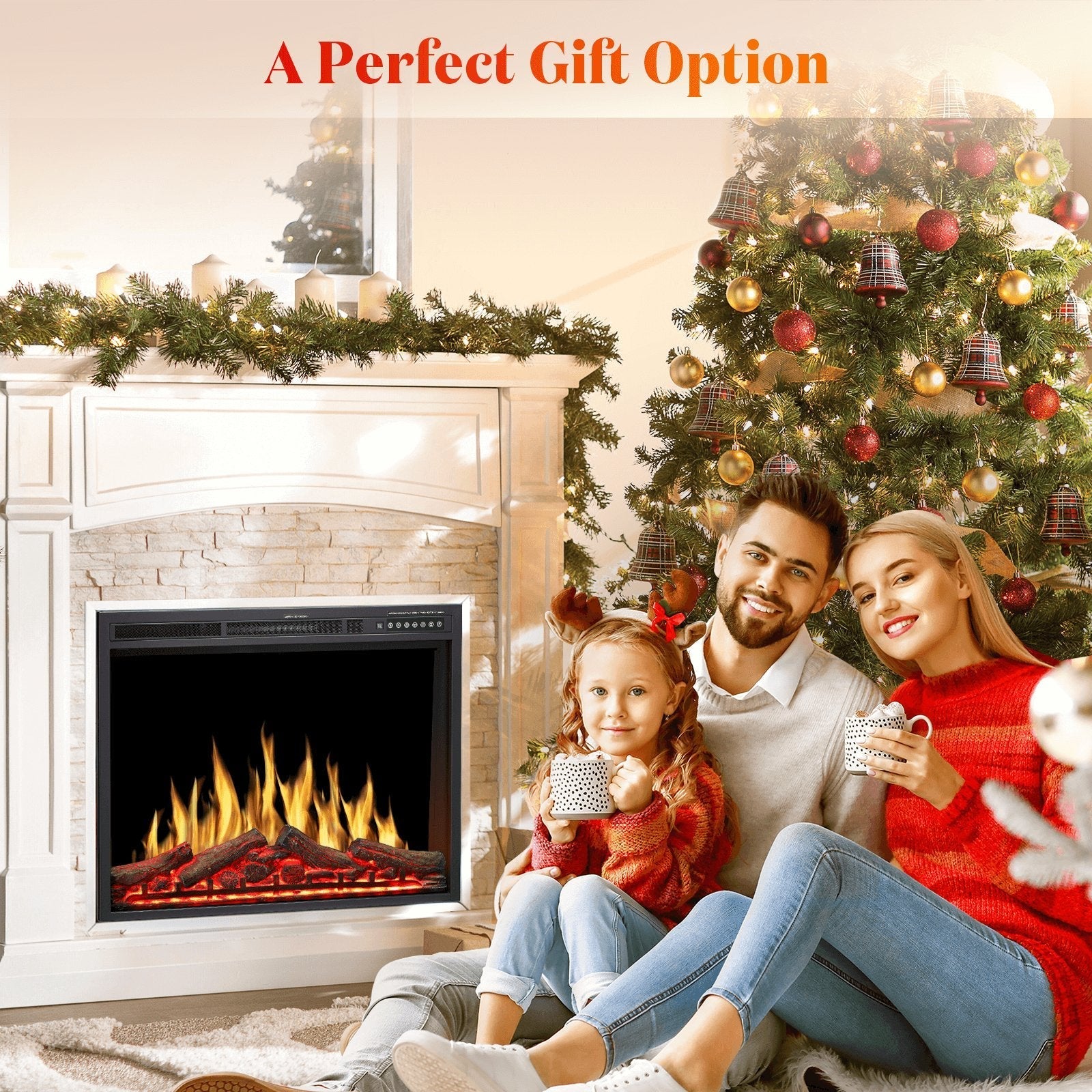 34 Inch Electric Fireplace Insert Adjuatble Flame Colors 936BXB Kismile