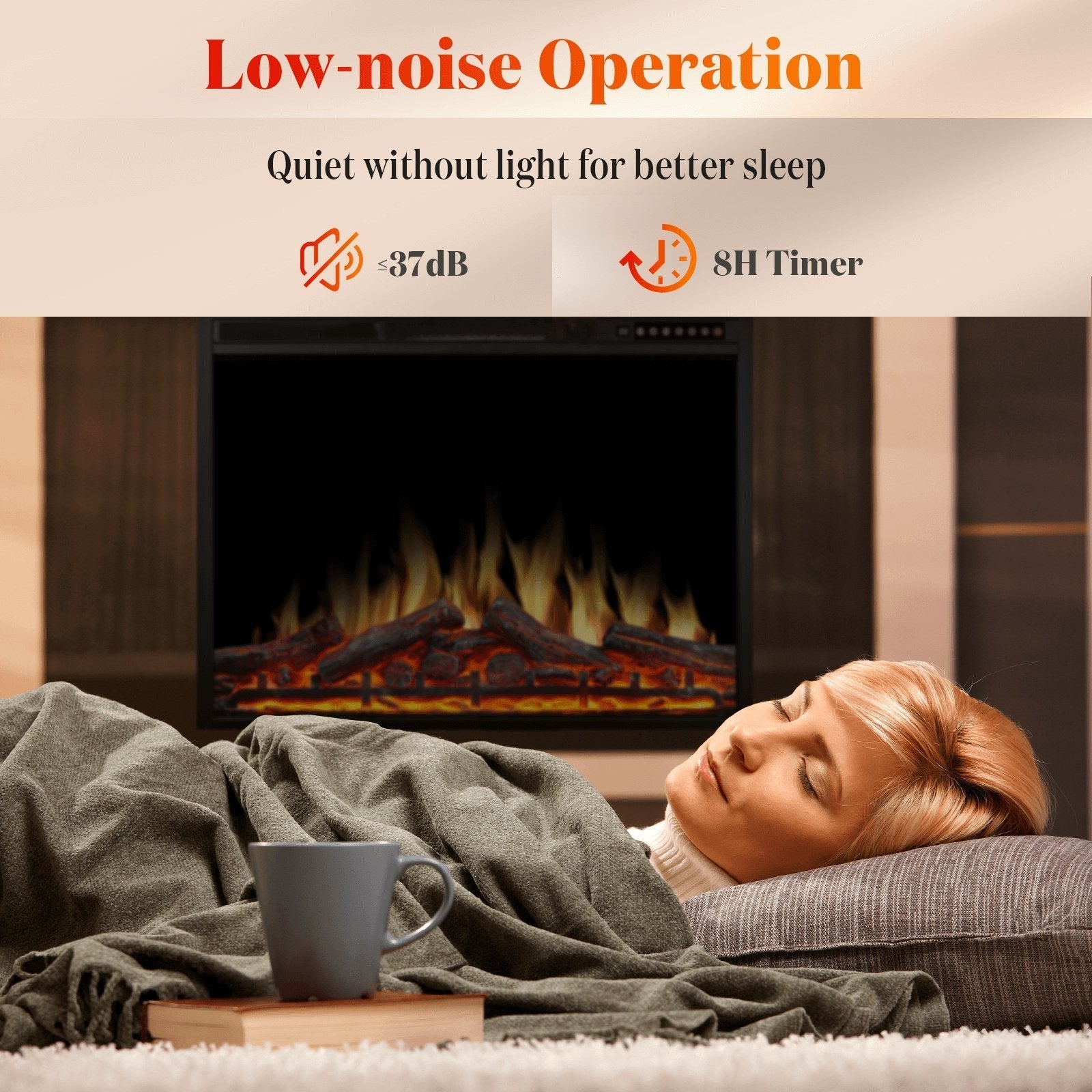 34 Inch Electric Fireplace Insert Adjuatble Flame Colors 936BXB Kismile