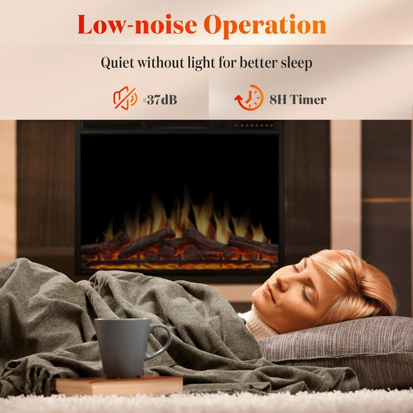 34 Inch Electric Fireplace Insert Adjuatble Flame Colors 936BXB Kismile