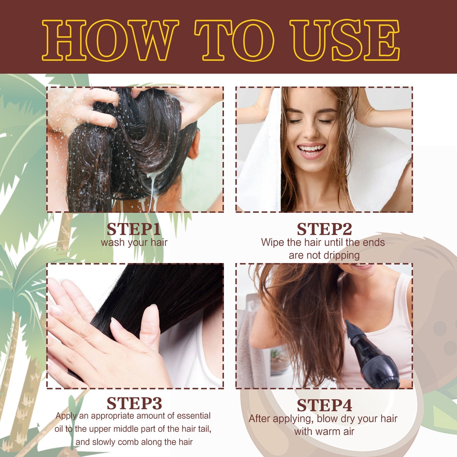 Coconut Hair Essential Oil, Moisturizes Tightens And Strengthens Hair Scalp Massage Essential Oil