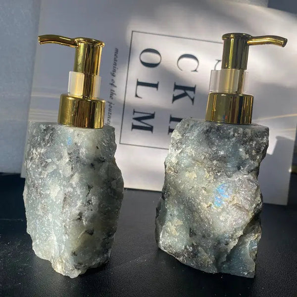 1 PCS Natural Pink Crystal Stone Press Bottle Dispenser 30ml Liquid Dispenser Shower Gel Wash Light Luxury Bathroom Accessory - Gifts for You 'n Me