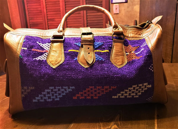Violet Kilim & Leather Travel Bag