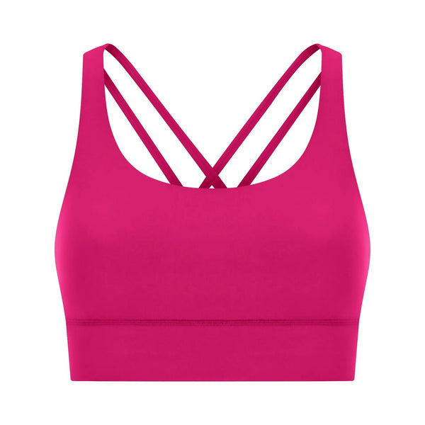 Cross back yoga bra brushed bare high-strength shock-absorbing gathering sports vest for women