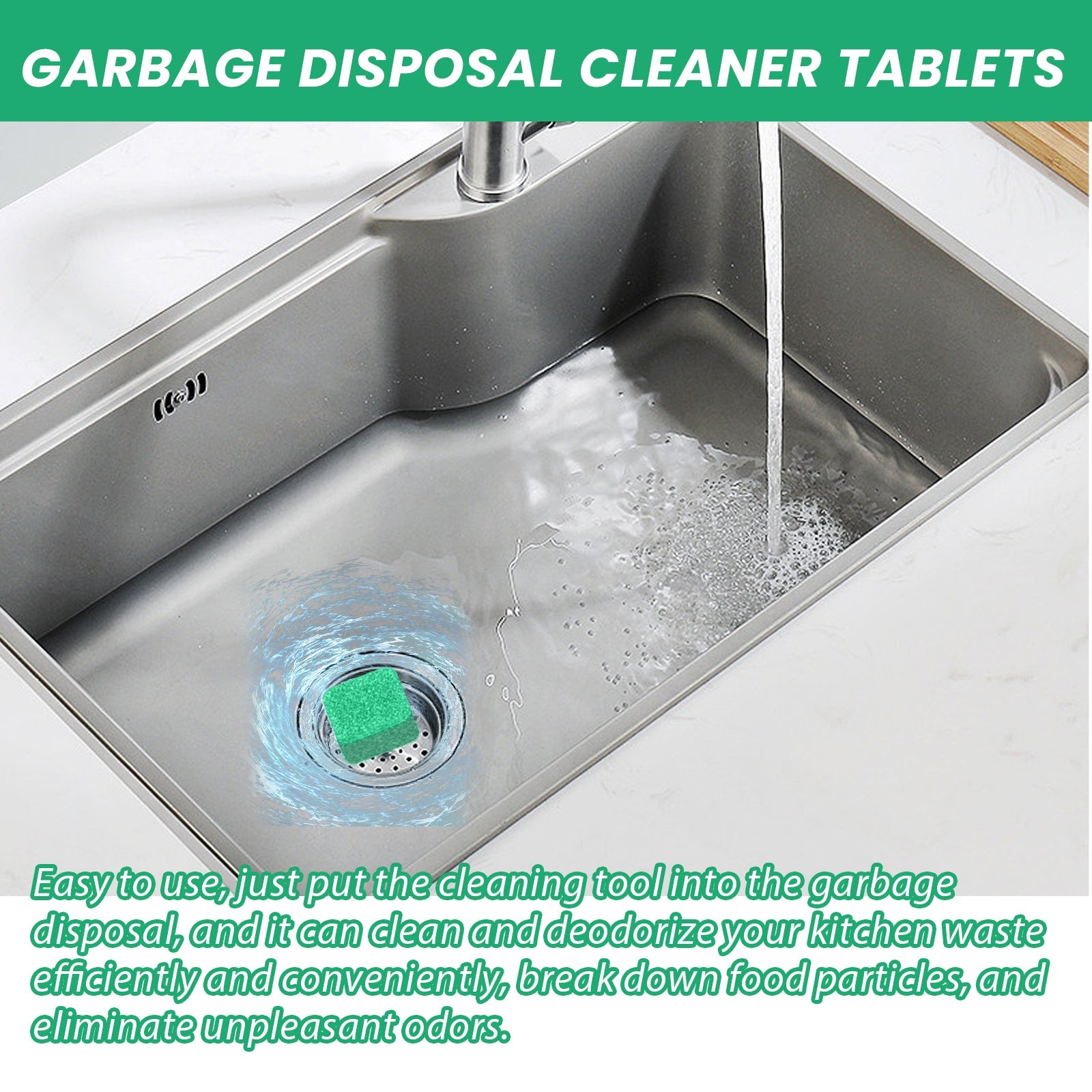 Garbage Disposal Cleaning Block, Kitchen Food Waste Disposal Agent Pipeline Cleaning Block