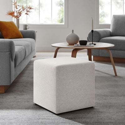 Callum 17 Inch Ivory Square Hand crafted Textured Woven Ottoman