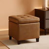 Small Distressed Brown Faux Leather Storage Ottoman