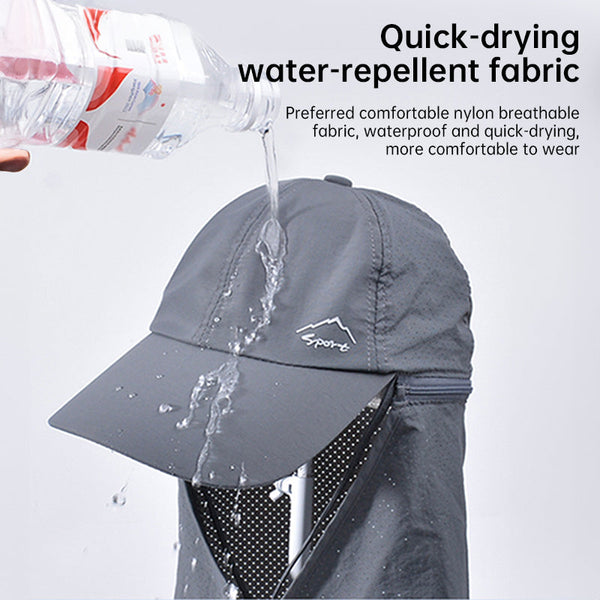 1pc Summer Baseball Cap with Detachable 360° Neck Sun Flap. For men, hiking, fishing, outdoor.