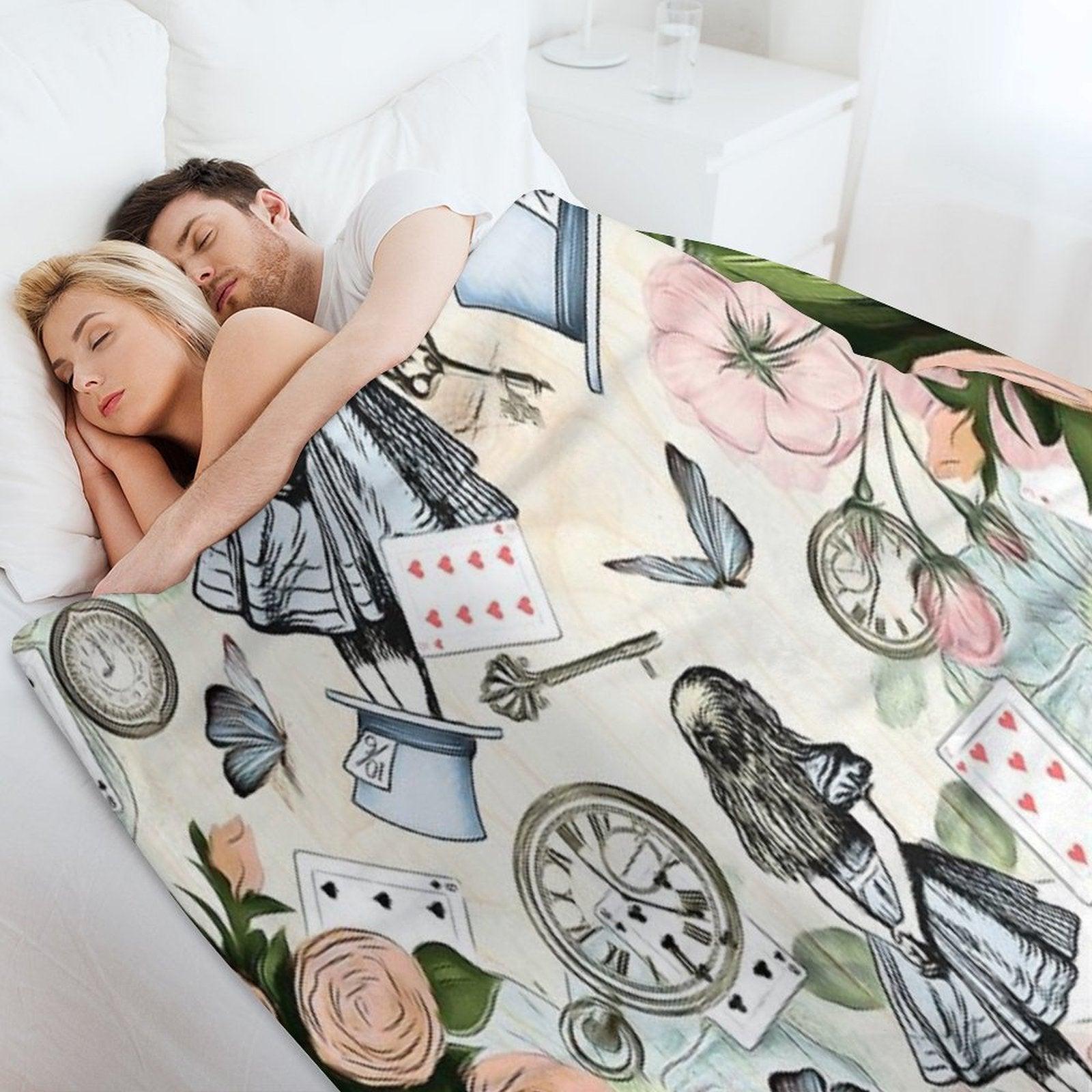 Alice In Wonderland  Collage Throw Blanket
