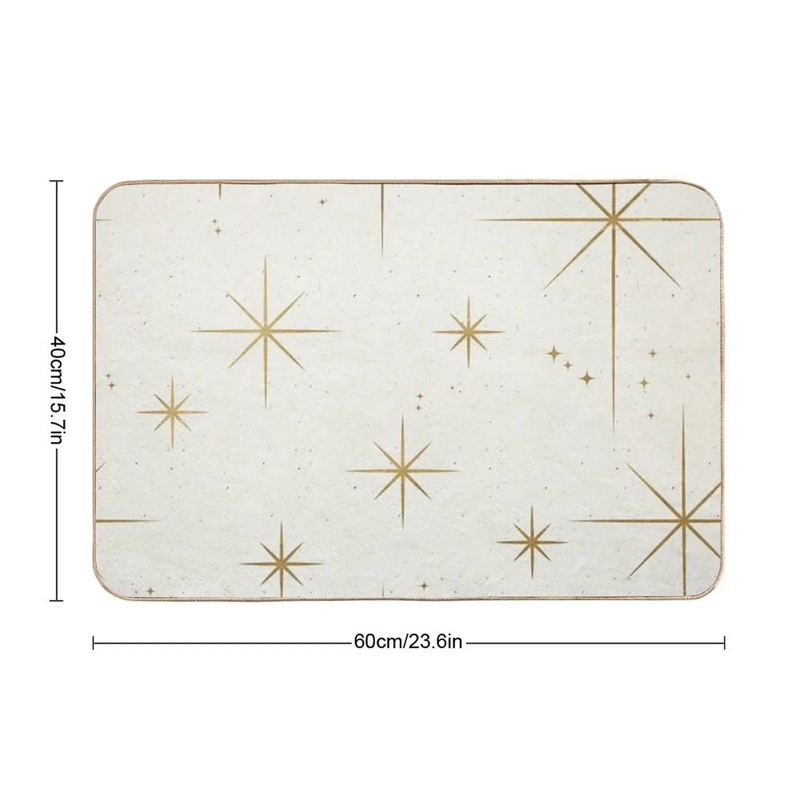 Gold Art Deco Stars Sparkle Pattern Astrology Astronomical Vintage Style White Background Bath Mat