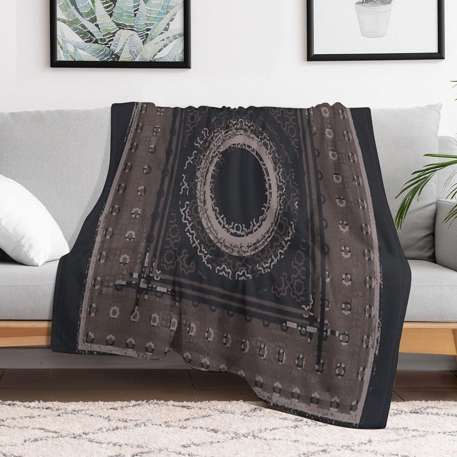 Geo Scarf Print in Navy Throw Blanket