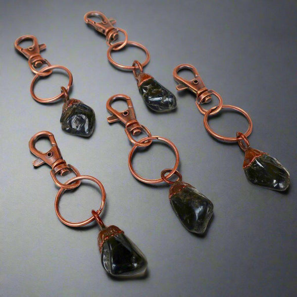 Black Tourmaline Copper Keychain | Handmade by Blackbird & Sage