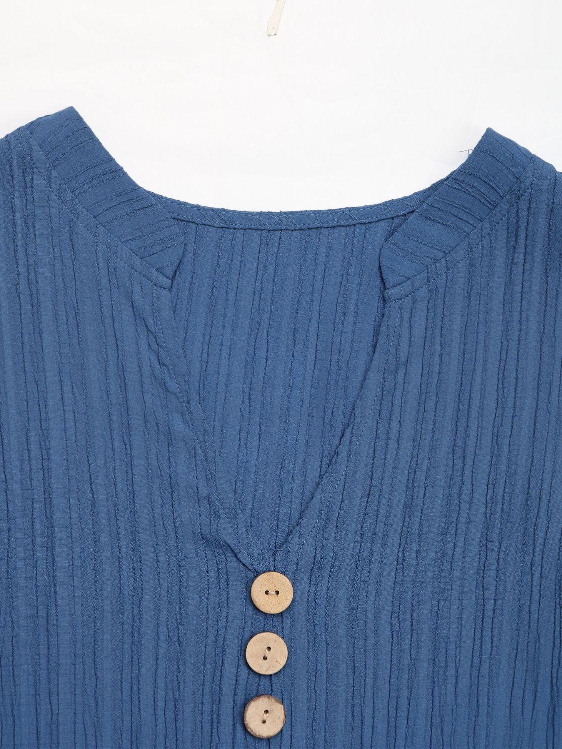 Decorative Dusty Blue Button Notched Sleeveless Dress Elegant & Feminine Style Long Dress For Women