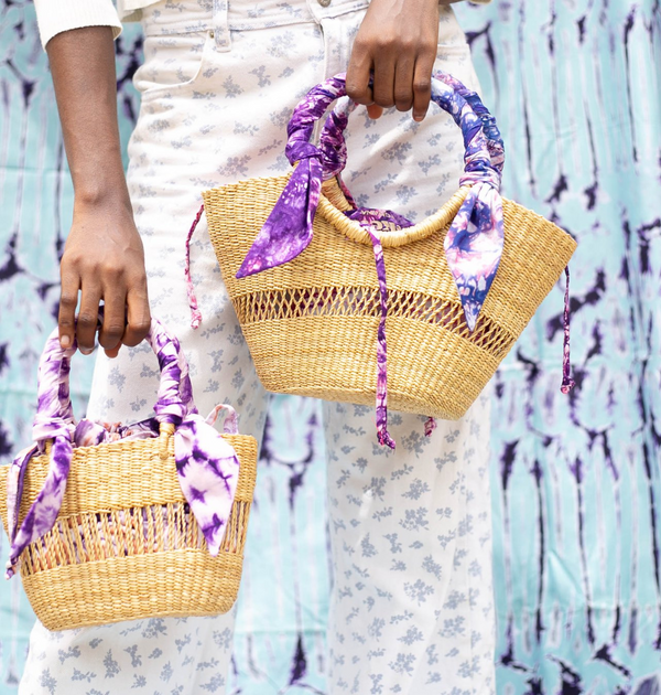 Ayine Bag Mini - Natural w/ Purple and Pale Lining