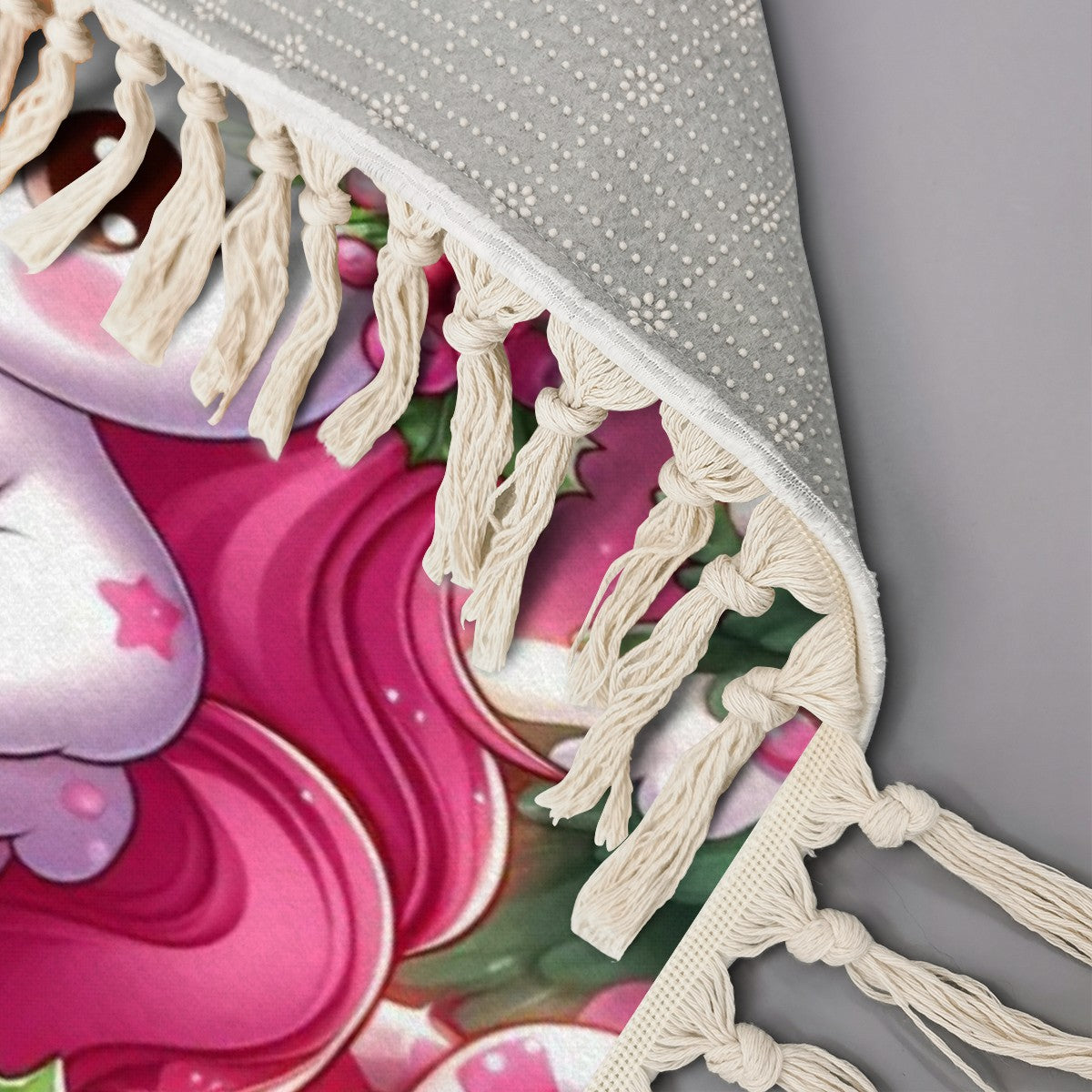 Christmas pink unicorn Area Rug with Tassels (8:5) ChristmasLoving.Shop