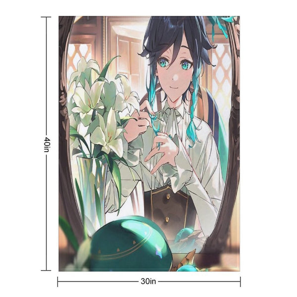 Genshin Impact - Venti Official Birthday Artwork 2024 Velvety-soft Throw Blanket
