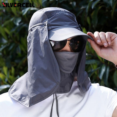 Sun Caps Flap Hats 360 degree Solar UV Protection Sun Hat Summer Men Women Sun Visor Cap Folding Removable Neck Face Mask Head