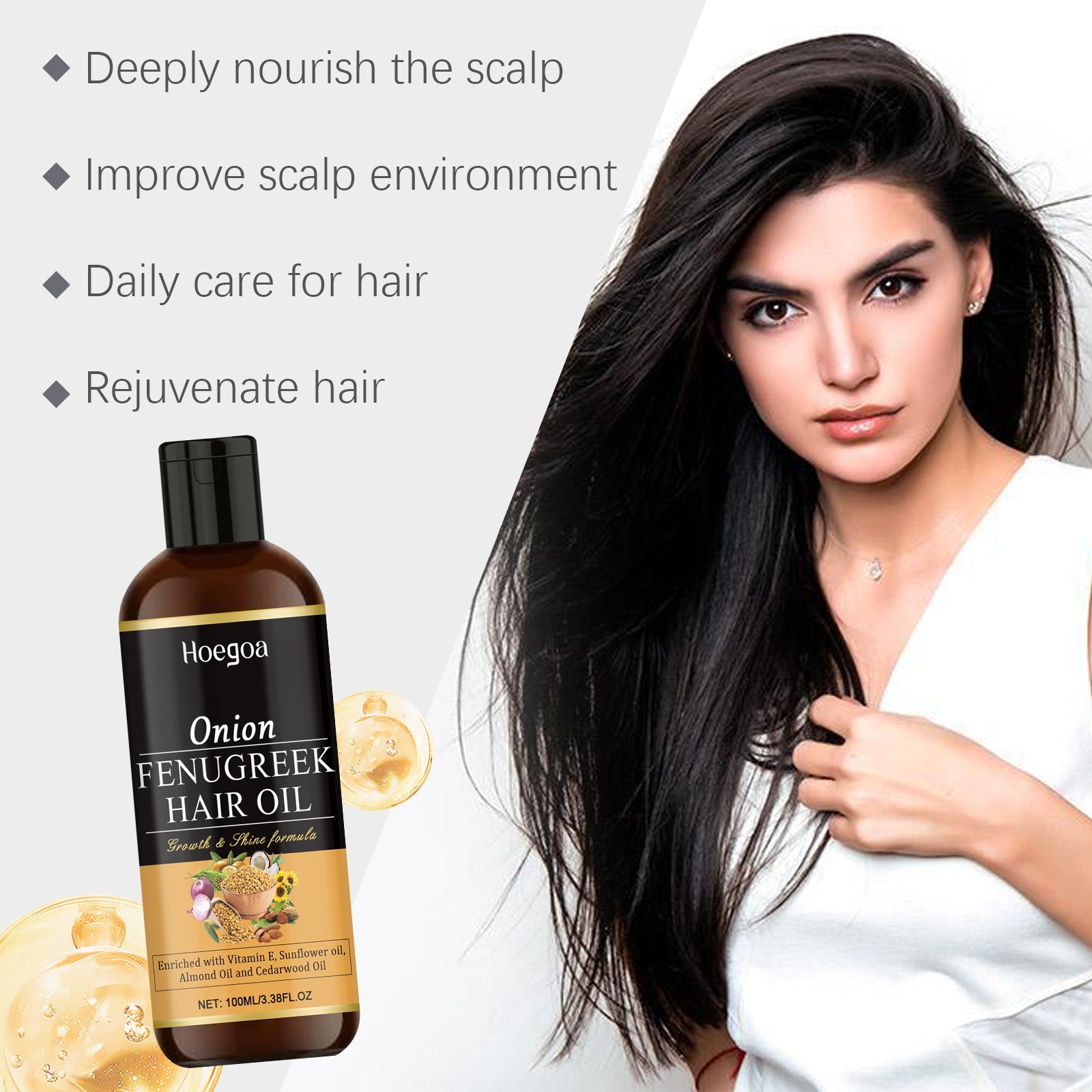 Onion Hair Care Essential Oil Repairs Dry Hair And Irritated Hair, Moisturizes, Moisturizes, And Softens Hair Essential Oil