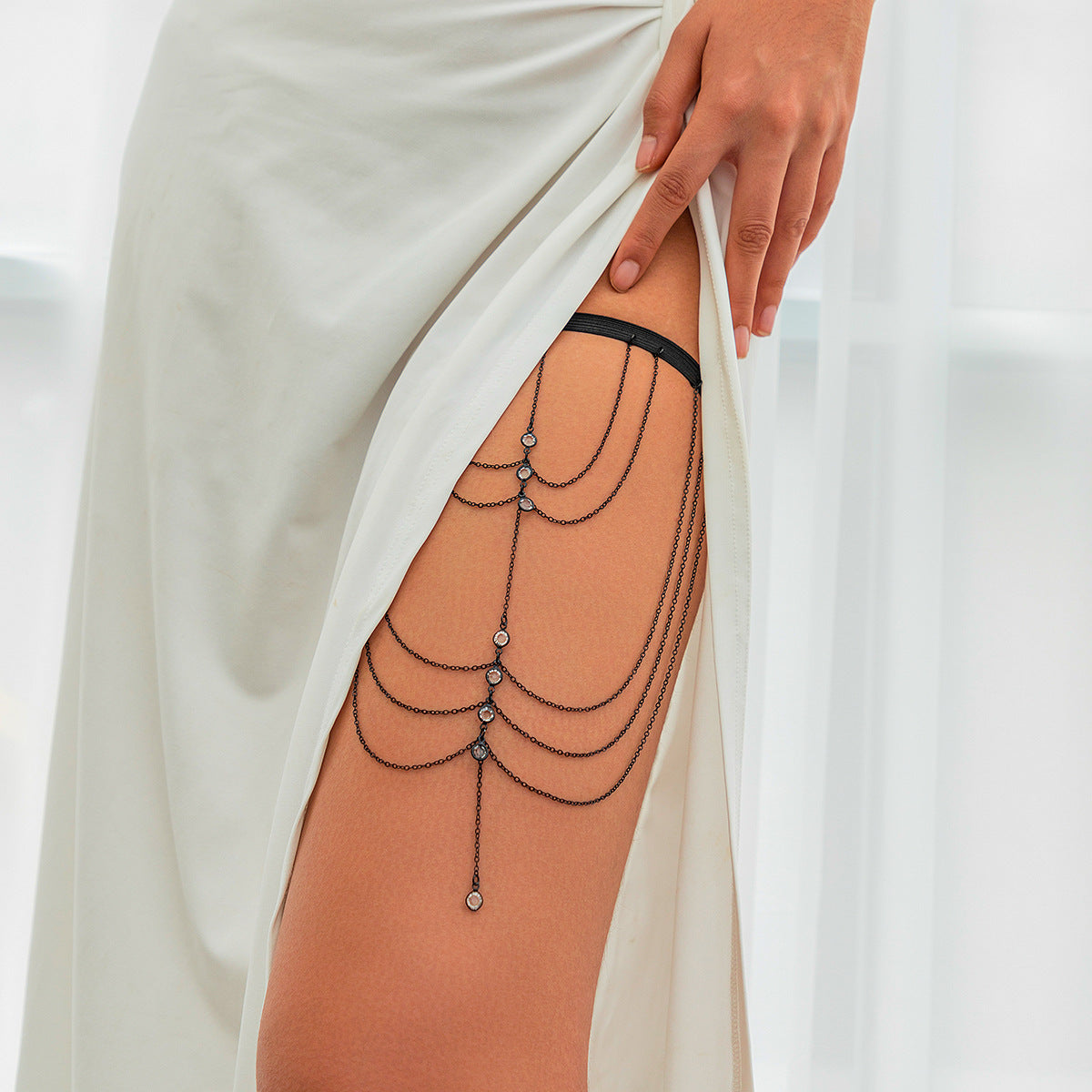 Pure desire butterfly tassel leg chain female sweet cool multi-layer chain star shaped leg ring sexy thigh chain