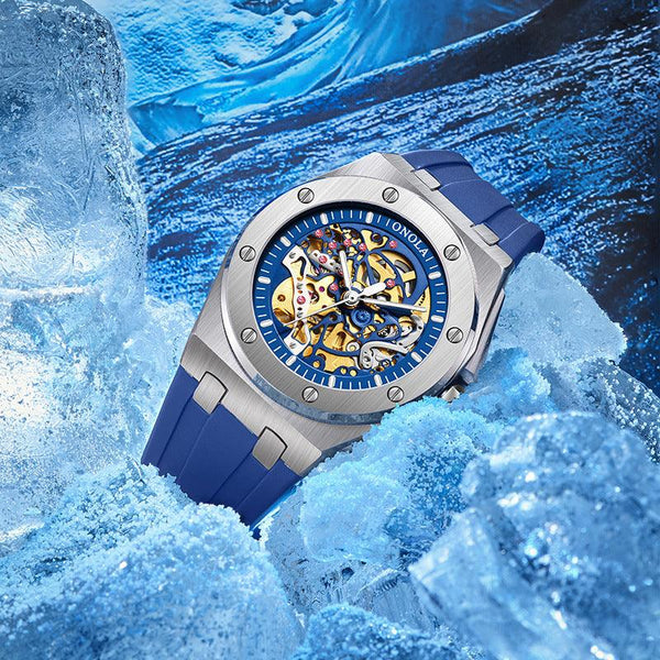 Fully automatic mechanical watch for men fashionable multi-color silicone tape waterproof watch