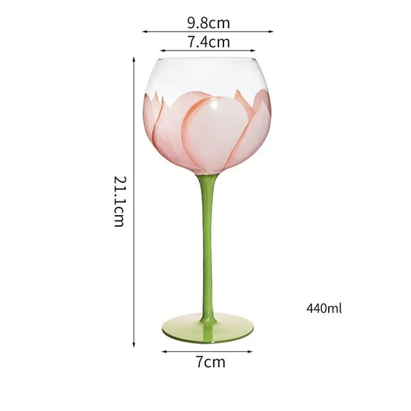 1 Piece Hand Painted Glass Goblet Cup Creative Red Wine Glasses Cup Flower Painted Stemware for Wedding Party Events