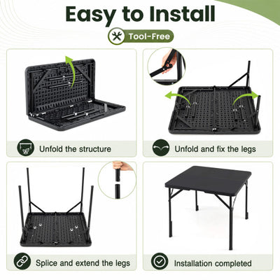 34 Inch Square Foldable Card Table with Carrying Handle-Black