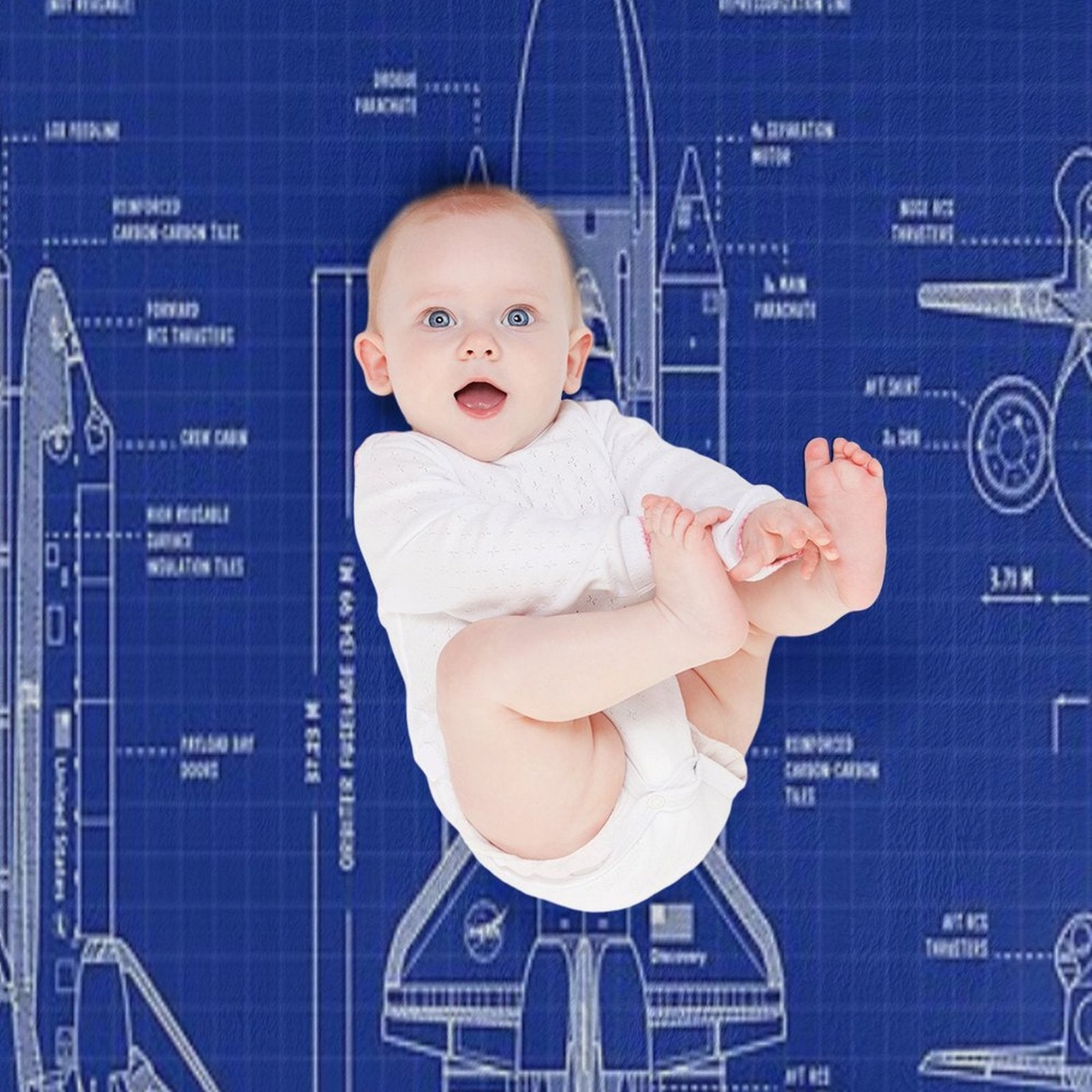 NASA Space Shuttle (Blueprint) Shrink-resistant Throw Blanket