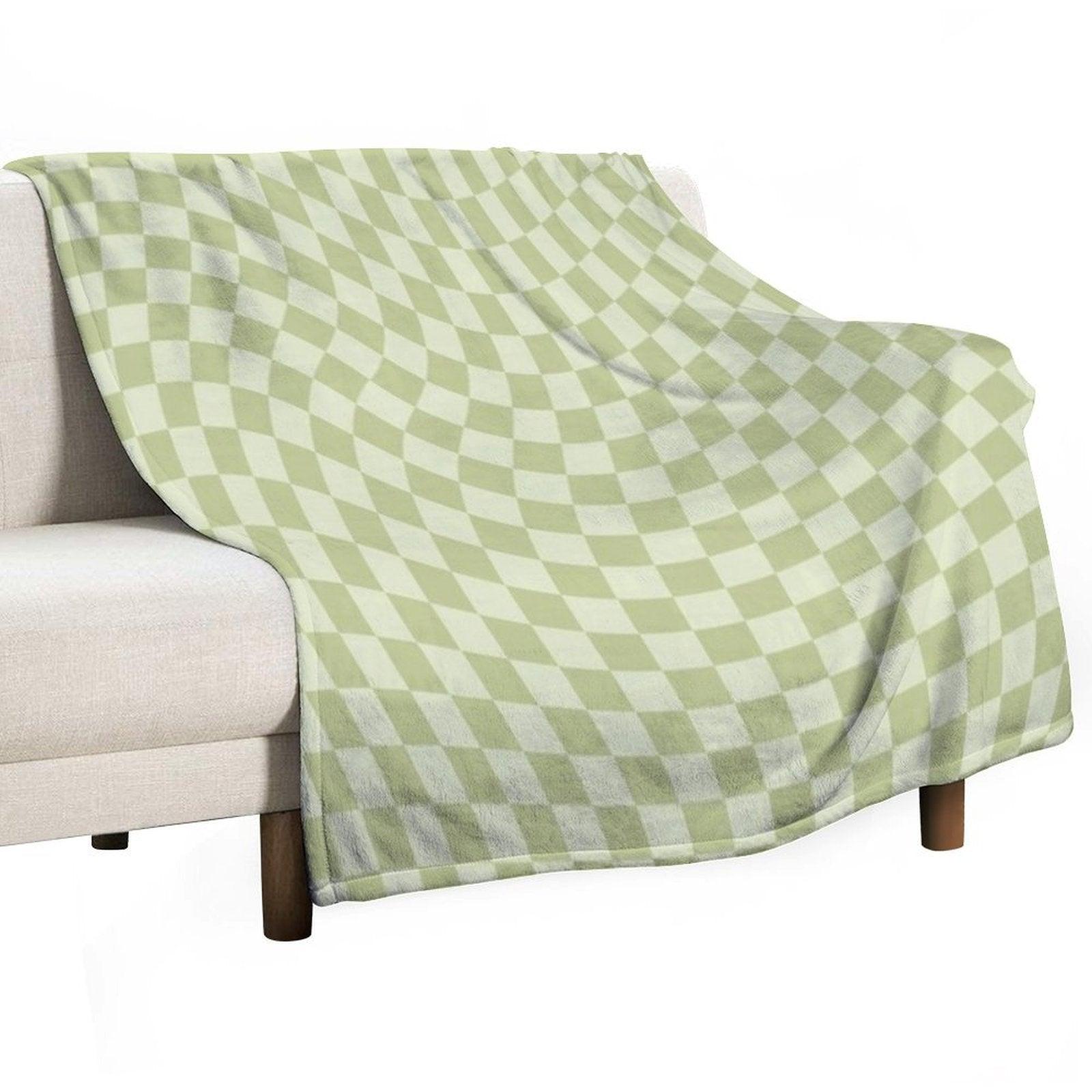 Trippy Swirl  Green Throw Blanket